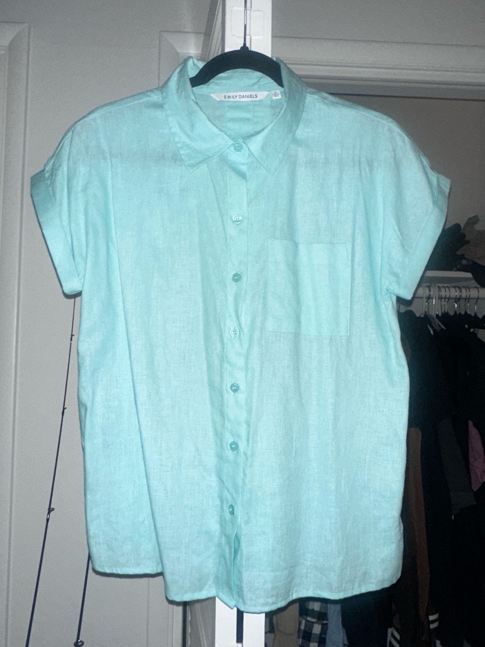 Short-Sleeve Button-Up Shirt - turquoise